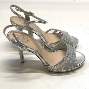 I Miller  Silver Sparkle Strap High Heels Size 6.5